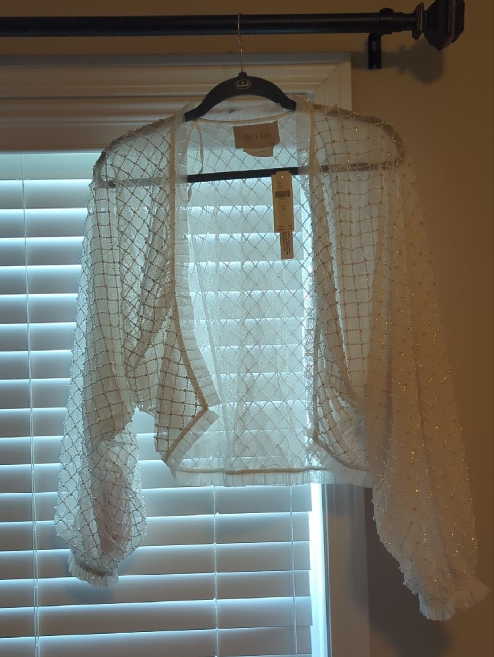 NWT BHLDN White Beaded Sheer Bolero Bridal Jacket - Picture 2 of 6